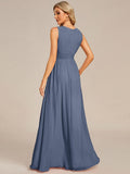 A-line Empire-Waist Sleeveless Chiffon Long Bridesmaid Dress