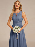 A-line Empire-Waist Sleeveless Chiffon Long Bridesmaid Dress