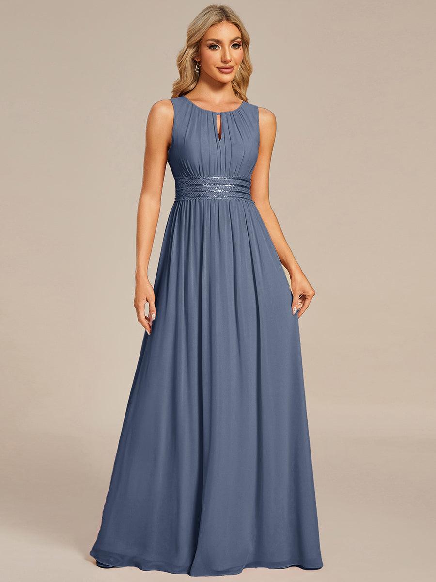 A-line Empire-Waist Sleeveless Chiffon Long Bridesmaid Dress