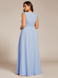 A-Line Sleeveless Pleated Empire-Waist Plus Size Chiffon Bridesmaid Dress