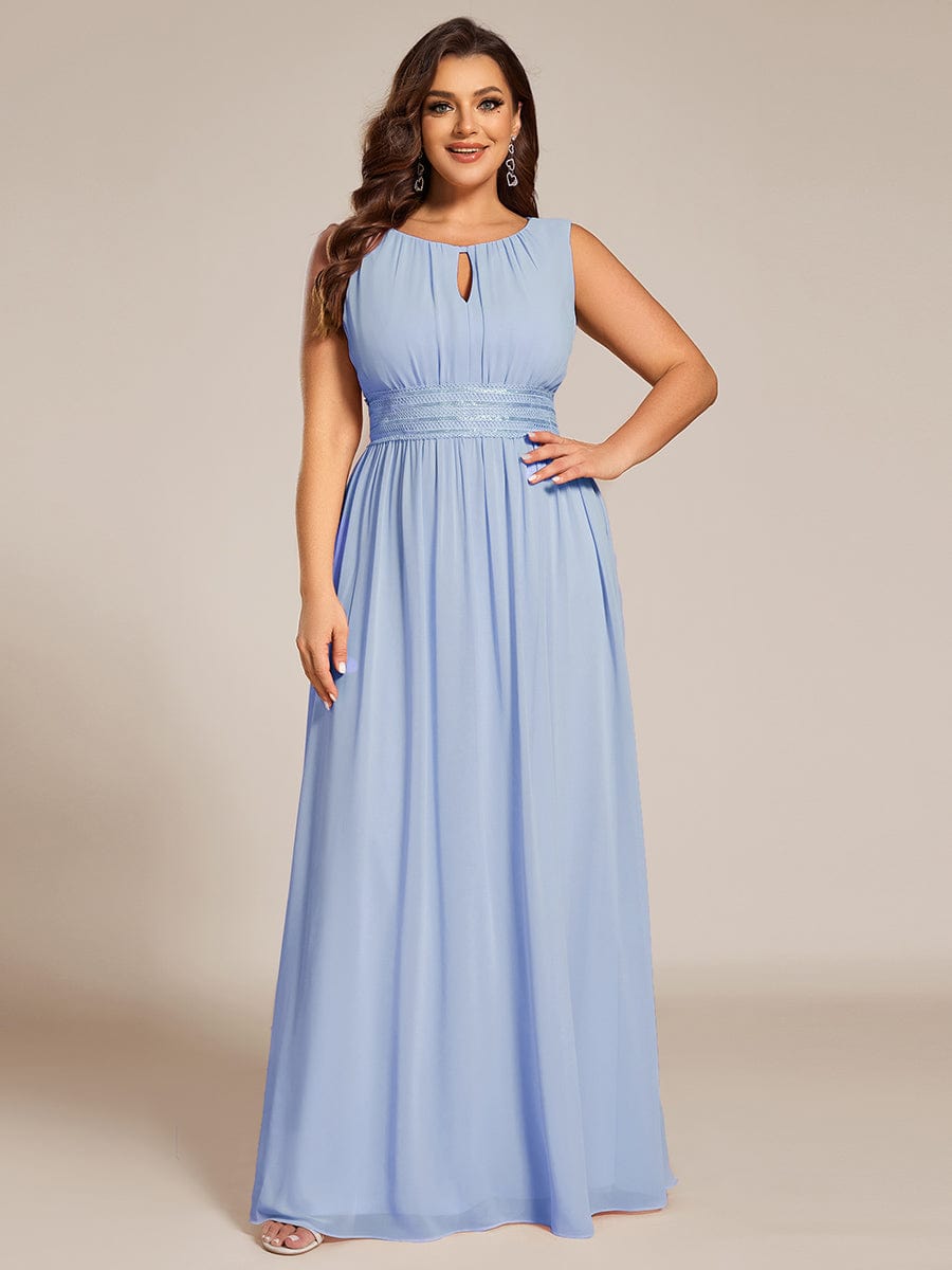 A-Line Sleeveless Pleated Empire-Waist Plus Size Chiffon Bridesmaid Dress