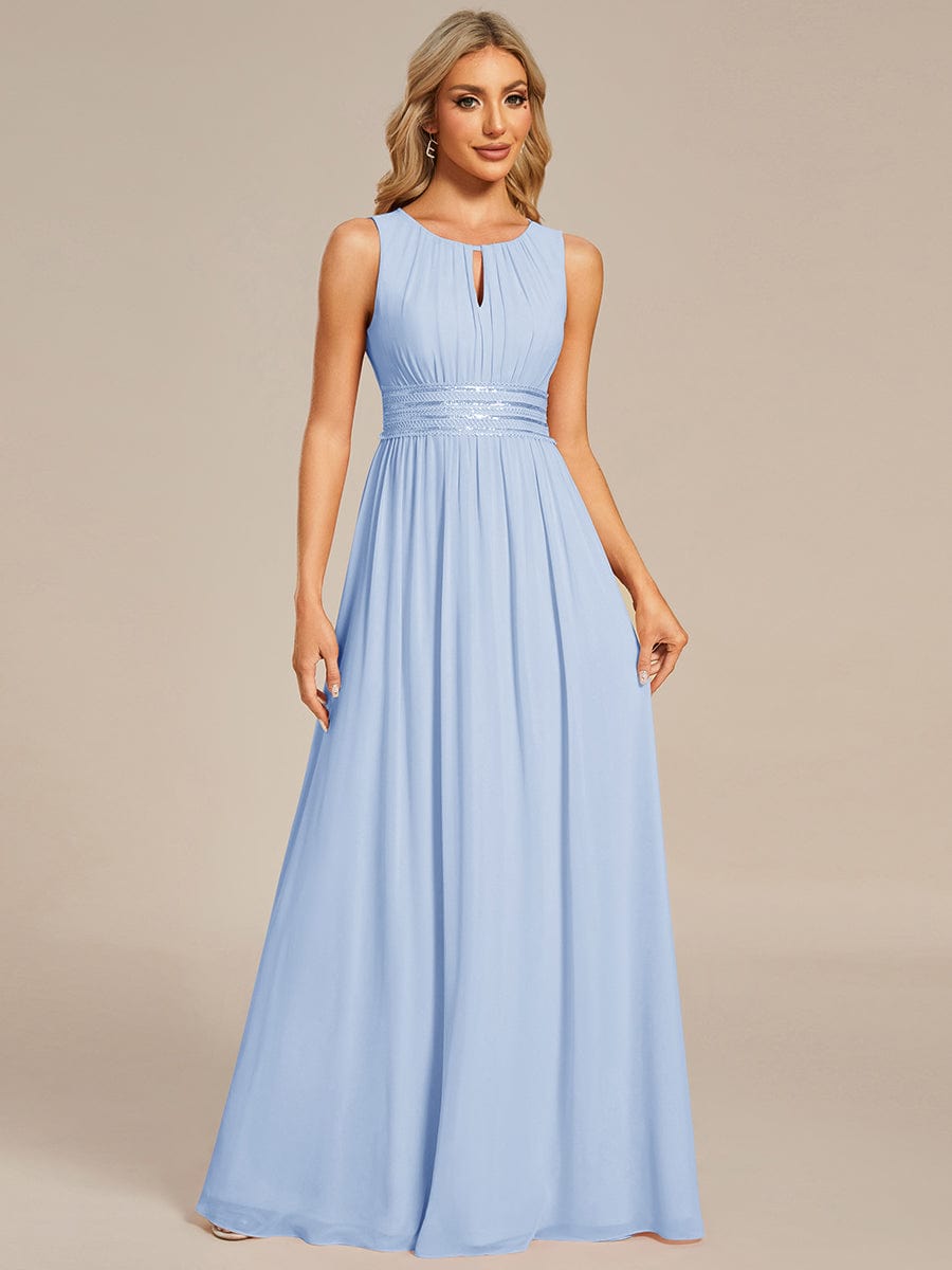 A-line Empire-Waist Sleeveless Chiffon Long Bridesmaid Dress