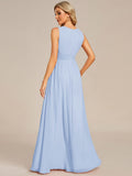 A-line Empire-Waist Sleeveless Chiffon Long Bridesmaid Dress