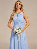 A-line Empire-Waist Sleeveless Chiffon Long Bridesmaid Dress
