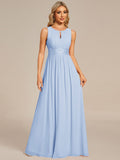 A-line Empire-Waist Sleeveless Chiffon Long Bridesmaid Dress
