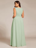 A-Line Sleeveless Pleated Empire-Waist Plus Size Chiffon Bridesmaid Dress