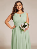 A-Line Sleeveless Pleated Empire-Waist Plus Size Chiffon Bridesmaid Dress