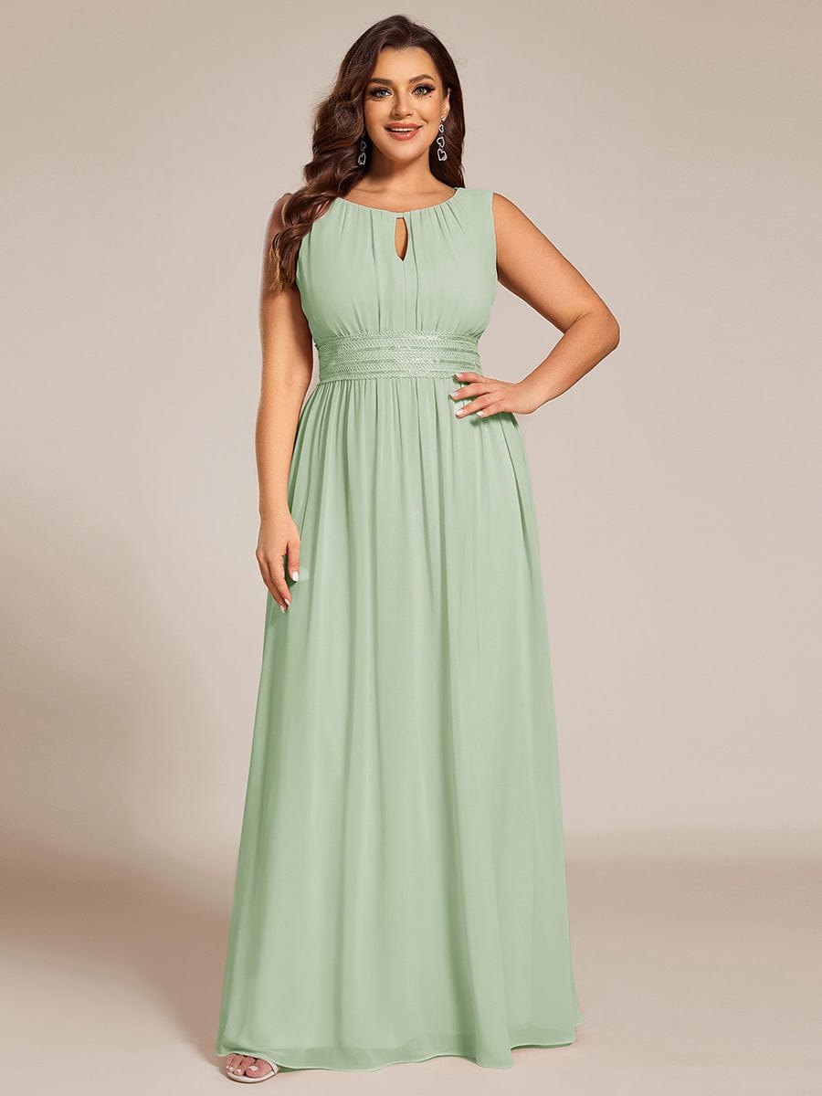 A-Line Sleeveless Pleated Empire-Waist Plus Size Chiffon Bridesmaid Dress