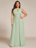 A-Line Sleeveless Pleated Empire-Waist Plus Size Chiffon Bridesmaid Dress