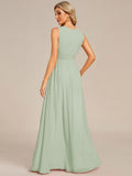 A-line Empire-Waist Sleeveless Chiffon Long Bridesmaid Dress