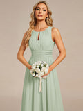 A-line Empire-Waist Sleeveless Chiffon Long Bridesmaid Dress