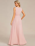 A-line Empire-Waist Sleeveless Chiffon Long Bridesmaid Dress