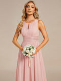 A-line Empire-Waist Sleeveless Chiffon Long Bridesmaid Dress