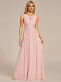 A-line Empire-Waist Sleeveless Chiffon Long Bridesmaid Dress