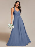A-Line Halter Neck Sleeveless Pleated Backless Chiffon Bridesmaid Dress