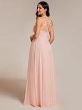 A-Line Halter Neck Sleeveless Pleated Backless Chiffon Bridesmaid Dress