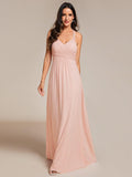 A-Line Halter Neck Sleeveless Pleated Backless Chiffon Bridesmaid Dress