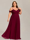 A-Line Spaghetti Strap Empire-Waist V-Neck Pleated Long Bridesmaid Dress