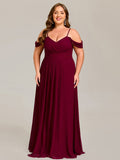 A-Line Spaghetti Strap Empire-Waist V-Neck Pleated Long Bridesmaid Dress
