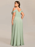 A-Line Spaghetti Strap Empire-Waist V-Neck Pleated Long Bridesmaid Dress
