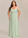 A-Line Spaghetti Strap Empire-Waist V-Neck Pleated Long Bridesmaid Dress