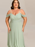 A-Line Spaghetti Strap Empire-Waist V-Neck Pleated Long Bridesmaid Dress