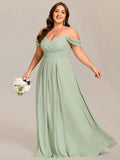 A-Line Spaghetti Strap Empire-Waist V-Neck Pleated Long Bridesmaid Dress