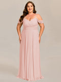 A-Line Spaghetti Strap Empire-Waist V-Neck Pleated Long Bridesmaid Dress