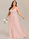 A-Line Spaghetti Strap Empire-Waist V-Neck Pleated Long Bridesmaid Dress