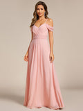 A-Line Spaghetti Strap Empire-Waist V-Neck Pleated Long Bridesmaid Dress
