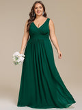 Plus Size A-Line Straps V-Neck Lace-Up Chiffon Bridesmaid Dress