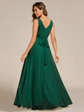 A-Line Pleated V-Neck Straps Sleeveless Chiffon Bridesmaid Dress