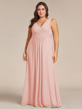 A-Line Pleated V-Neck Straps Sleeveless Chiffon Bridesmaid Dress