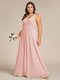 A-Line Pleated V-Neck Straps Sleeveless Chiffon Bridesmaid Dress
