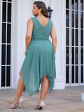 A-Line V-Neck Empire-Waist Sleeveless Midi Chiffon Bridesmaid Dress