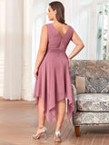 A-Line V-Neck Empire-Waist Sleeveless Midi Chiffon Bridesmaid Dress