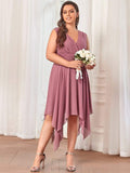 A-Line V-Neck Empire-Waist Sleeveless Midi Chiffon Bridesmaid Dress