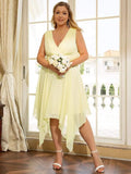 A-Line V-Neck Empire-Waist Sleeveless Midi Chiffon Bridesmaid Dress