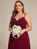 Plus Size V-Neck Backless Sleeveless Chiffon A-Line Dress with Spaghetti Straps