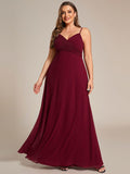 Plus Size V-Neck Backless Sleeveless Chiffon A-Line Dress with Spaghetti Straps