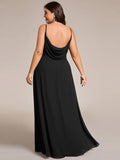 Plus Size V-Neck Backless Sleeveless Chiffon A-Line Dress with Spaghetti Straps
