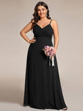 Plus Size V-Neck Backless Sleeveless Chiffon A-Line Dress with Spaghetti Straps