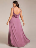 Plus Size V-Neck Backless Sleeveless Chiffon A-Line Dress with Spaghetti Straps