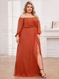 Plus Size A-Line Empire-Waist Chiffon Bridesmaid Dress with Long Sleeves