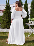 Plus Size A-Line Empire-Waist Chiffon Bridesmaid Dress with Long Sleeves
