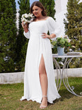 Plus Size A-Line Empire-Waist Chiffon Bridesmaid Dress with Long Sleeves