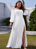 Plus Size A-Line Empire-Waist Chiffon Bridesmaid Dress with Long Sleeves