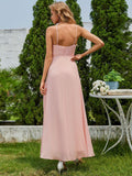 Charming V-Neck Sleeveless Chiffon Bridesmaid Dress with Straps