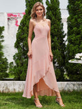 Charming V-Neck Sleeveless Chiffon Bridesmaid Dress with Straps