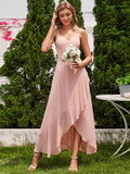 Charming V-Neck Sleeveless Chiffon Bridesmaid Dress with Straps